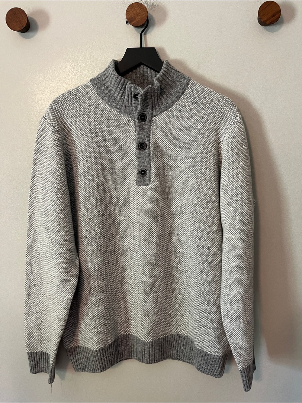 Luca Nobili Made in Italy 80% WOOL Sweater Mock neck Button Gray Size Large